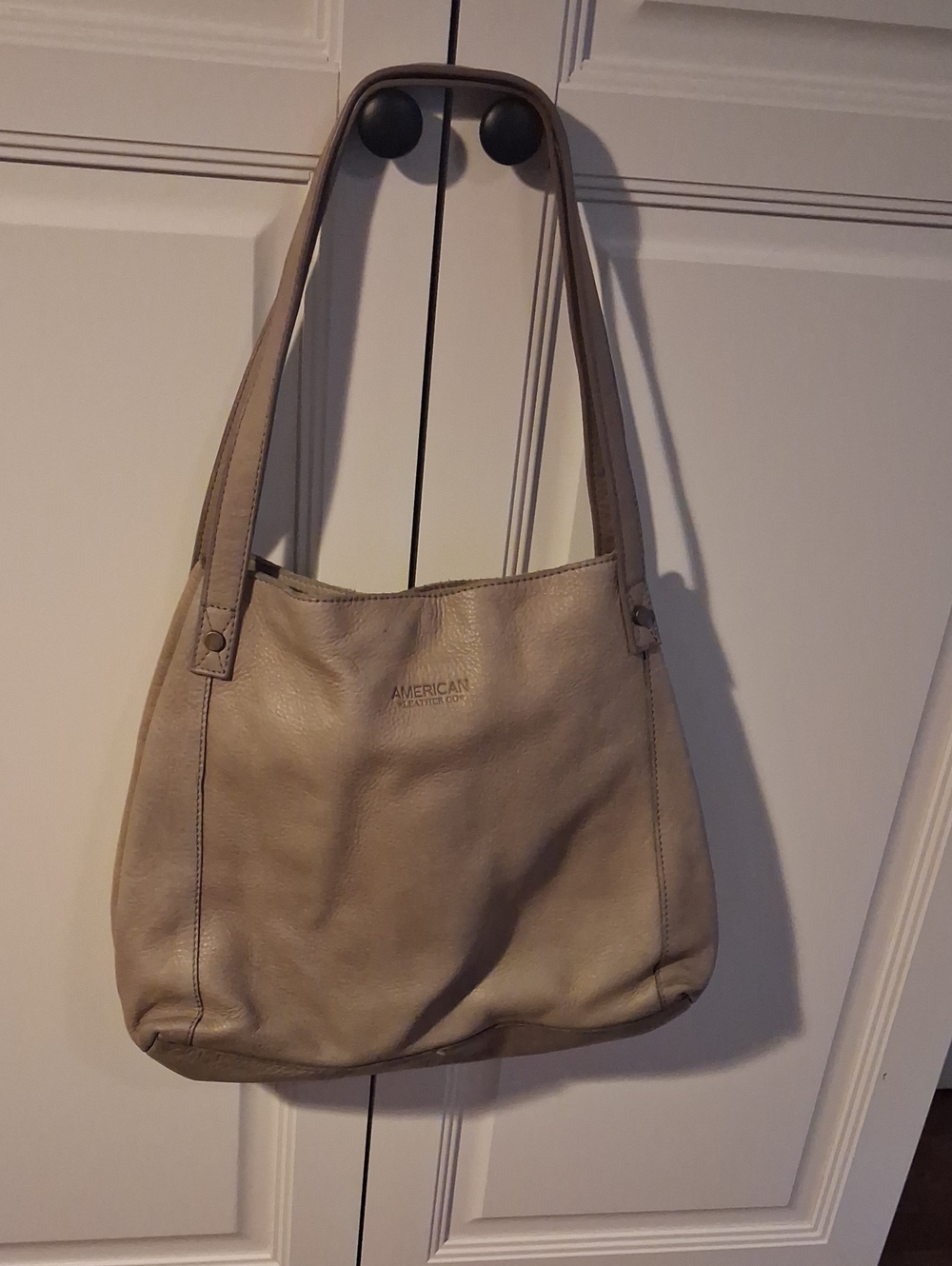 Taupe/Gray Leather Shoulder Bag